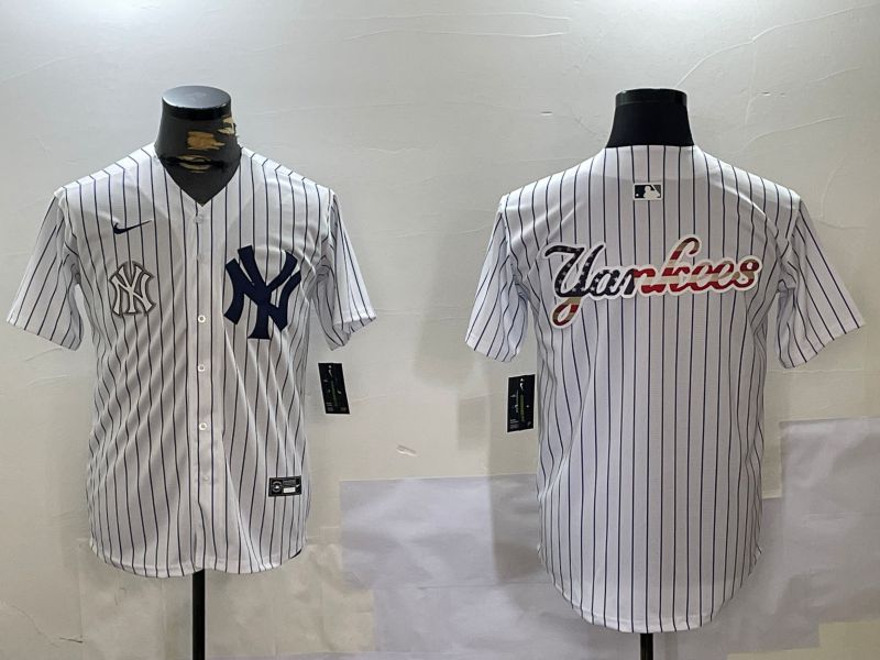 Men New York Yankees Blank White stripe Game 2024 Nike MLB Jersey style 102725